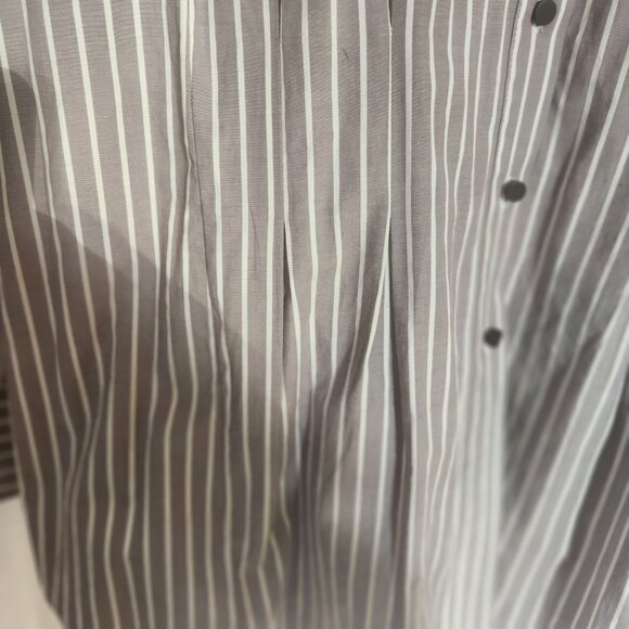 Lane Bryant NWT Wide Pinstripe Gray w/ white stripes cotton long tunic w/ bow - Picture 4 of 10